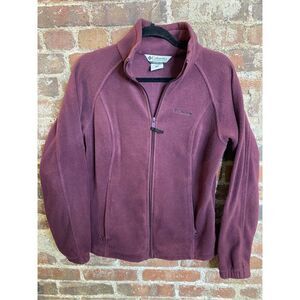 Columbia Purple Fleece Full Zip Jacket Cinch Hem Ladies Size M